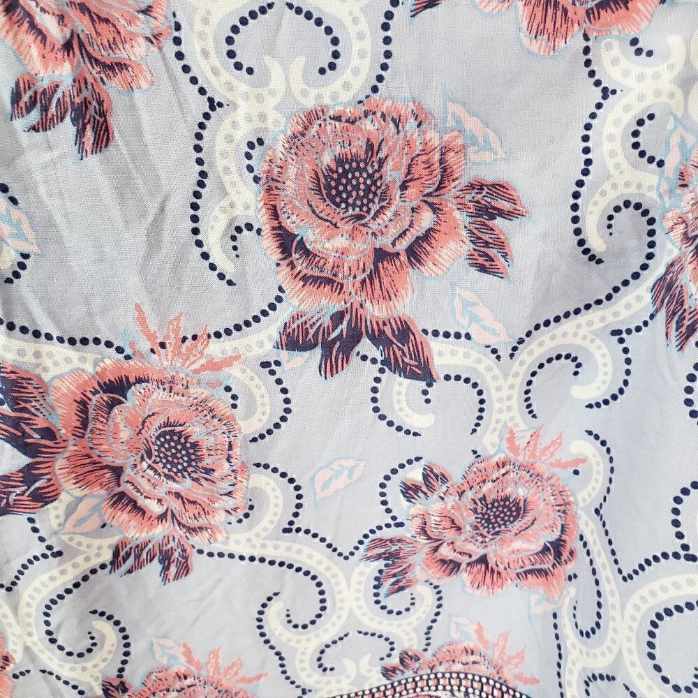 Japana Seersucker Handkerchief Hem Sun Dress Size XS Blue Floral Spaghetti Strap - Picture 5 of 6